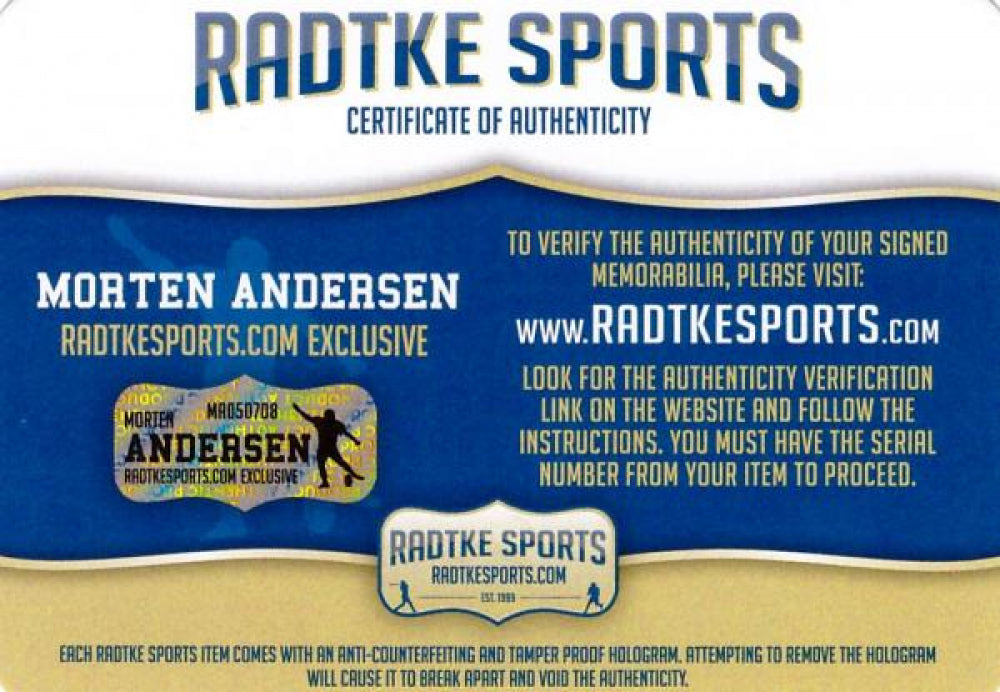 Morten Andersen Signed New Orleans Saints ⚜️ Full Size Authentic On Field Lunar Eclipse Alternate Speed Helmet Inscribed "The Great Dane"