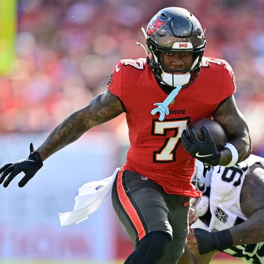 Bucky Irving GAME ISSUED 💪 Tampa Bay Buccaneers On-Field Nike NFL Red Jersey 🎽 Also includes Certificate of Authenticity 🛡️