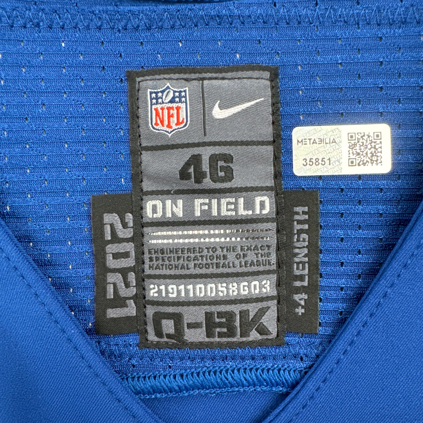 Matt Ryan Team-Issued Indianapolis Colts Nike NFL Jersey Includes COA and Captain's Patch
