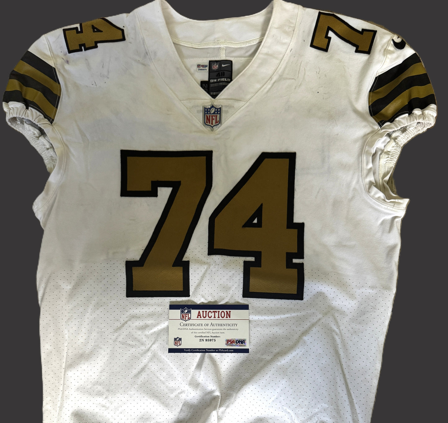 James Hurst GAME WORN ๐ช 10/02/2022 PHOTO MATCHED ๐ธ New Orleans Saints Nike NFL Jersey๐ vs. Minnesota Vikings with PSA Authentication ๐ก๏ธ
