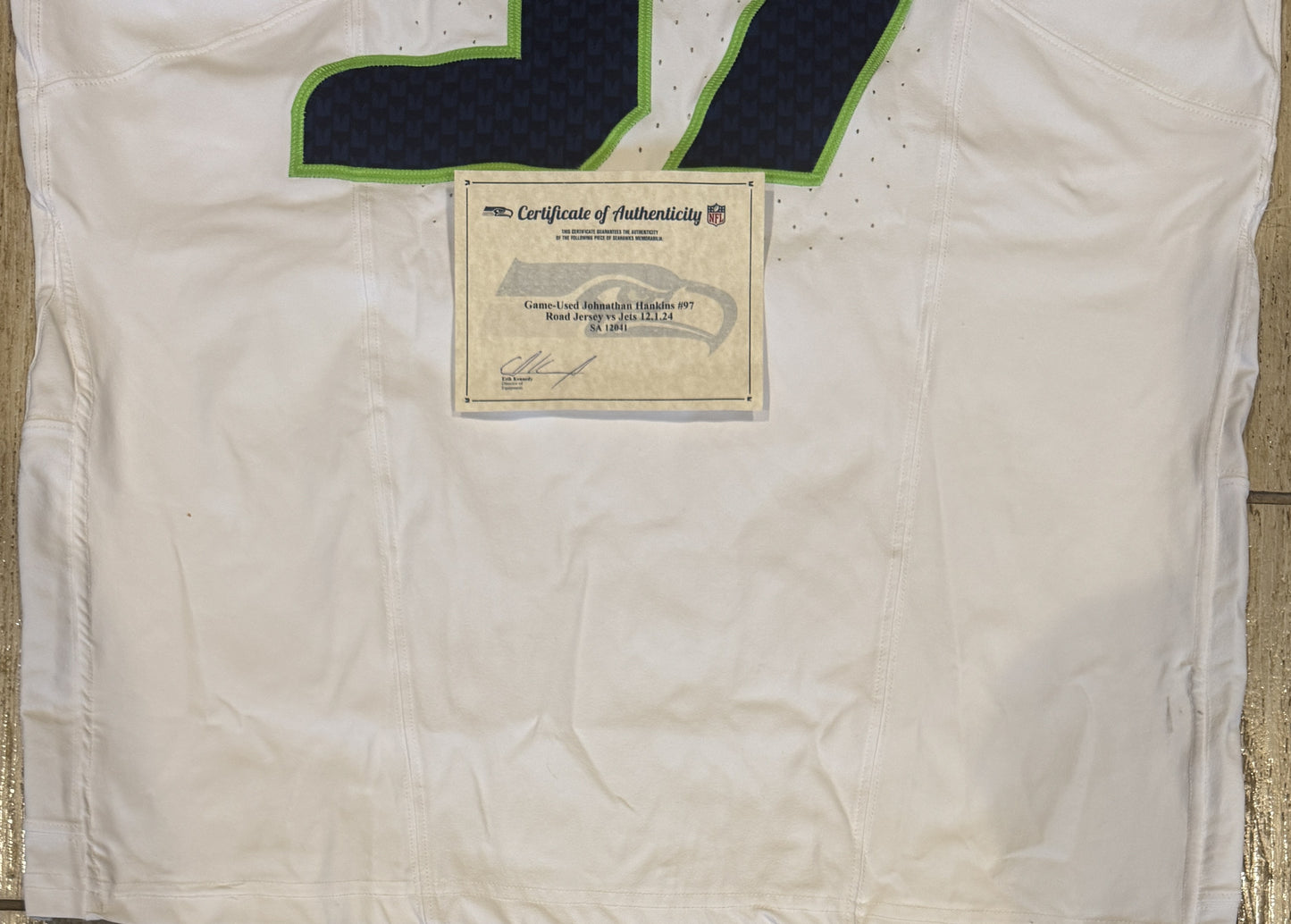 Johnathan Hankins GAME-WORN💪12/01/24 Seattle Seahawks NFL Jersey👕vs. New York Jets inc.COA💥