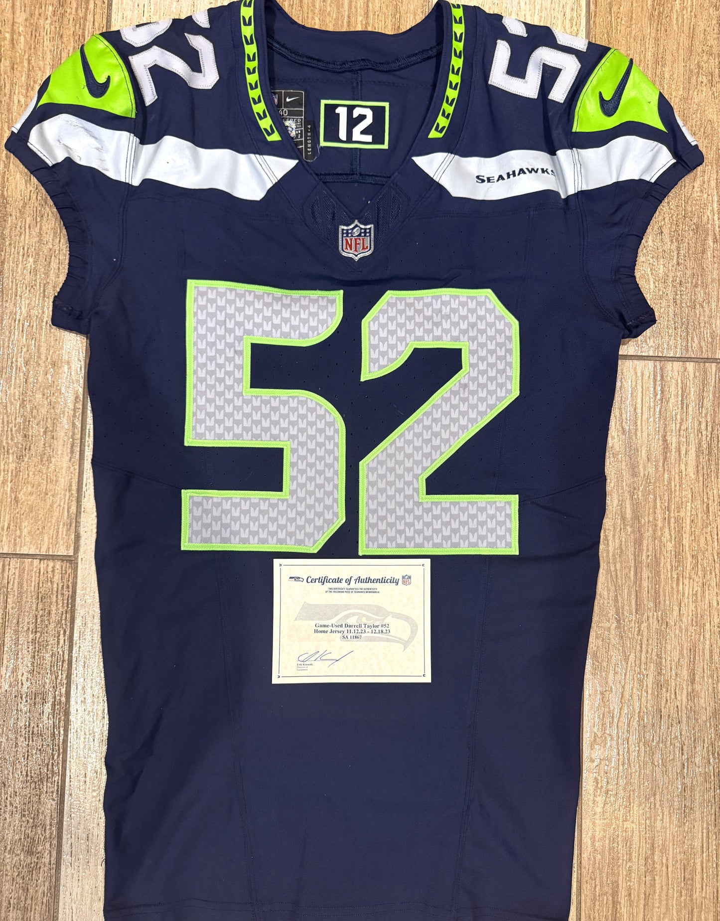 Darrell Taylor GAME WORN πͺ 11/12/23 & 12/18/23 Seattle Seahawks Nike NFL Jersey π Worn in two separate victories: 11/12/23 vs. Commanders + 12/18/23 vs. Eagles