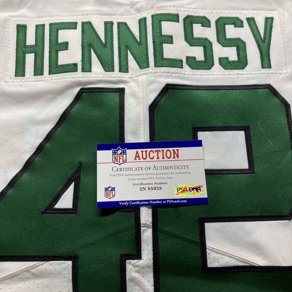Thomas Hennessy GAME WORN 💪 10/24/21 PHOTO MATCHED 📸 New York Jets Nike NFL Jersey 👕vs. New England Patriots Includes PSA Authenticity🛡️