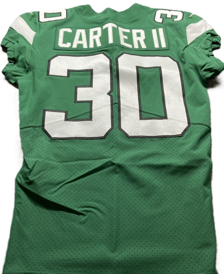 Michael Carter II GAME WORN/USED 💪 New York Jets Nike NFL Jersey 👕 Inc. PSA Authenticity🛡️ Salute to Service
