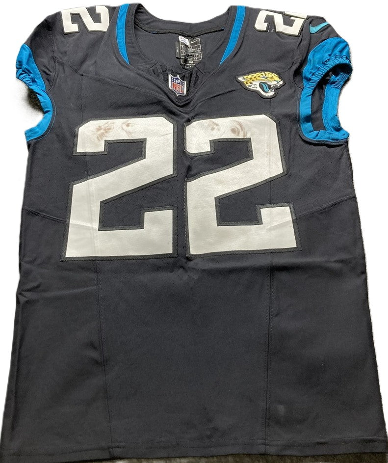 JaMycal Hasty GAME USED πͺ 10/01/23 Jacksonville Jaguars π Nike NFL Jersey vs. Atlanta Falcons π¬π§ NFL London Game