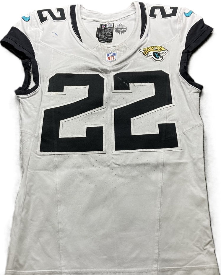 Jarrian Jones GAME USED 10/13/2024 Jacksonville Jaguars On-Field Nike NFL Jersey vs. Chicago Bears Also inc. PSA Authenticity