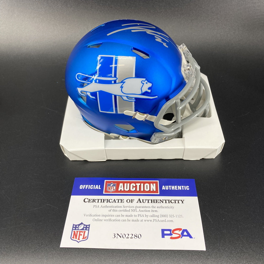 Jahmyr Gibbs Hand-Signed✍️Detroit Lions🦁Alternate Mini Helmet - PSA COA🛡️