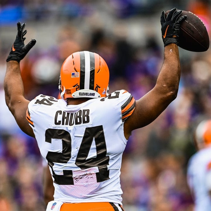 Nick Chubb Signed Cleveland Browns Wilson Duke Football inc"Dawg Pound" Inscription Limited Edition of 6