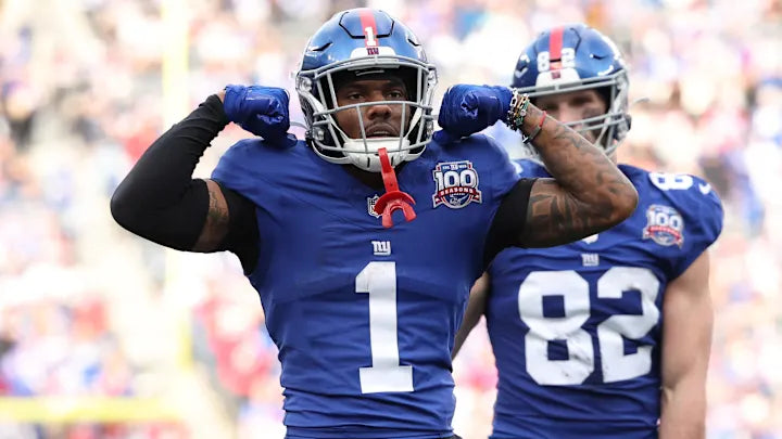 Malik Nabers Signed 🖊️ New York Giants Replica NFL Draft Jersey 👕 Also includes PSA Authenticity 🛡️