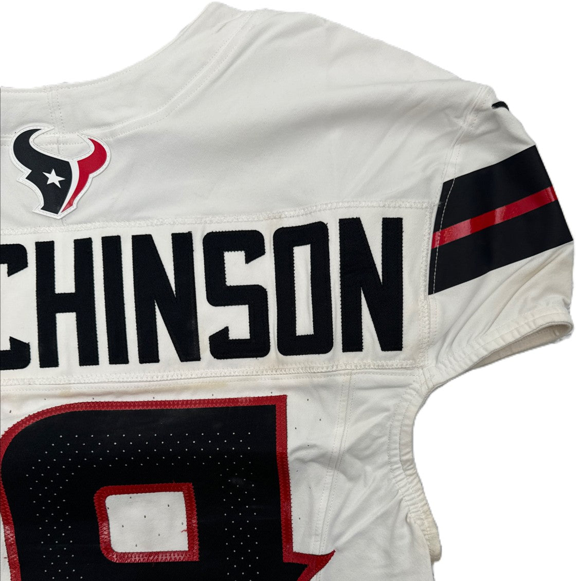 Xavier Hutchinson GAME WORN 💪 10/13/24 Houston Texans 🐂 NFL Jersey 👕 Victory over the New England Patriots inc. Metabilia COA 🛡️