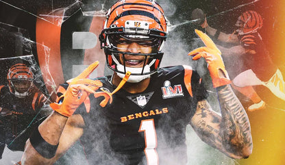 Ja'Marr Chase Hand-Signed✍️Cincinnati Bengals🐅Logo Football NFL Sports Memorabilia
