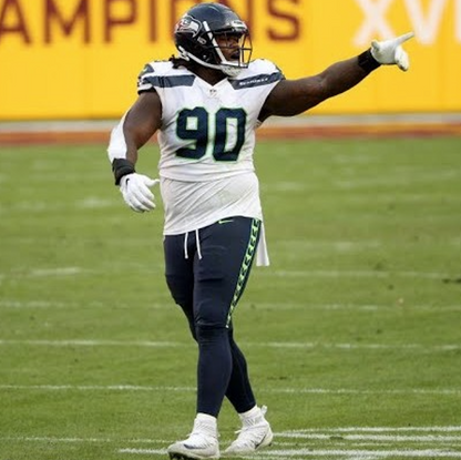 Jarran Reed GAME WORN 💪 12/08/2024 Seattle Seahawks NFL Jersey 👕 vs. Arizona Cardinals 🐦 Inc. COA