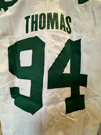 Solomon Thomas GAME WORN 💪 10/20/24 New York Jets Nike NFL Jersey 👕 vs Pittsburgh Steelers Also includes Professional Sports Authenticator 🛡️