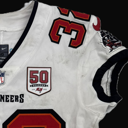Josh Hayes GAME WORN 💪 10/12/25 Buccaneers Nike On-Field NFL Jersey 👕 vs. 49ers Inc. COA