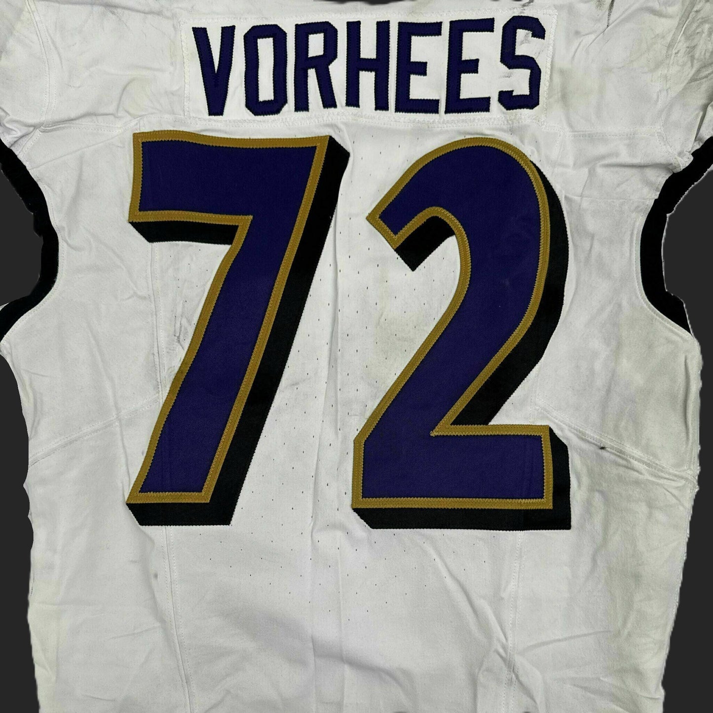 Andrew Vorhees GAME-WORN 💪 11/09/25 Baltimore Ravens 💜 NFL Jersey WIN vs Minnesota Vikings  Also Includes Certificate of Authenticity