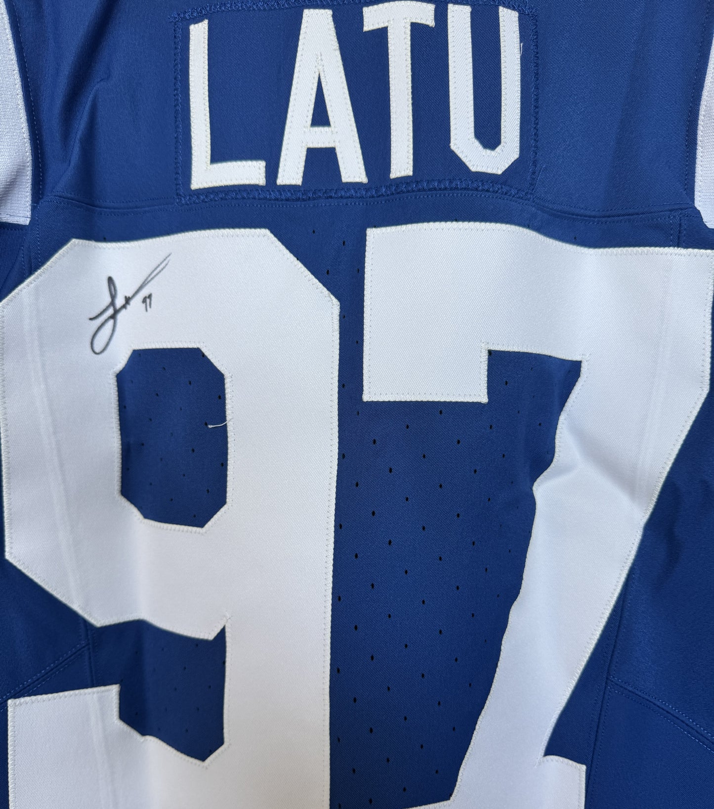 Laiatu Latu SIGNED GAME ISSUED 💪 Indianapolis Colts Nike NFL Jersey 👕 Also includes COA