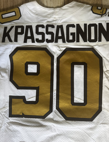Tanoh Kpassagnon GAME WORN 💪 10/02/22 New Orleans Saints ⚜️ Nike NFL Jersey 🎽 vs. Minnesota Vikings - PSA Authenticated 🛡️