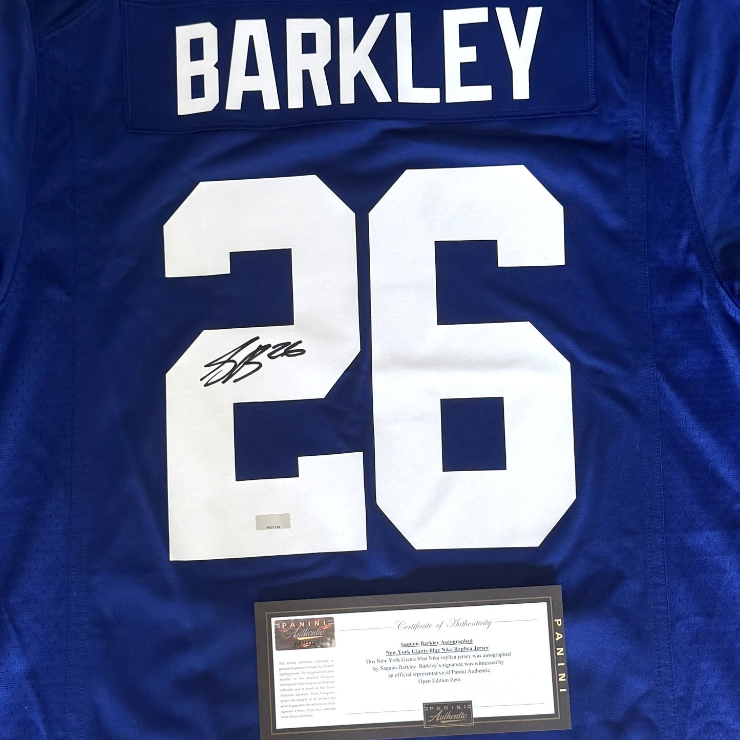Saquon Barkley Hand Signed ✍️ New York Giants Nike NFL Jersey 👕 Also includes Authenticity 🛡️