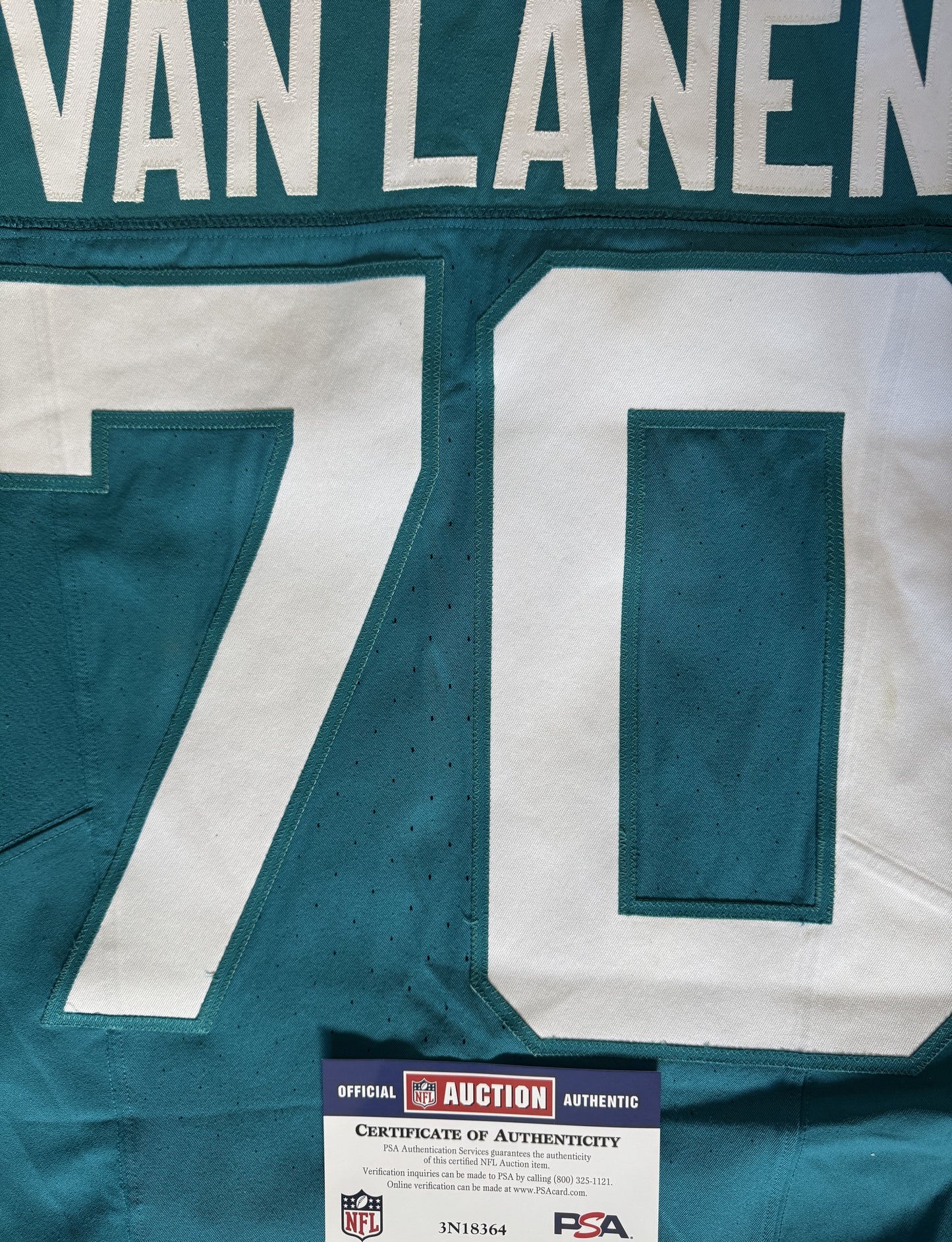 Cole Van Lanen GAME WORN 💪 10/19/25 Jacksonville Jaguars 🐆NFL Jersey 👕vs Los Angeles Rams Also Includes PSA Certificate of Authenticity 🛡️