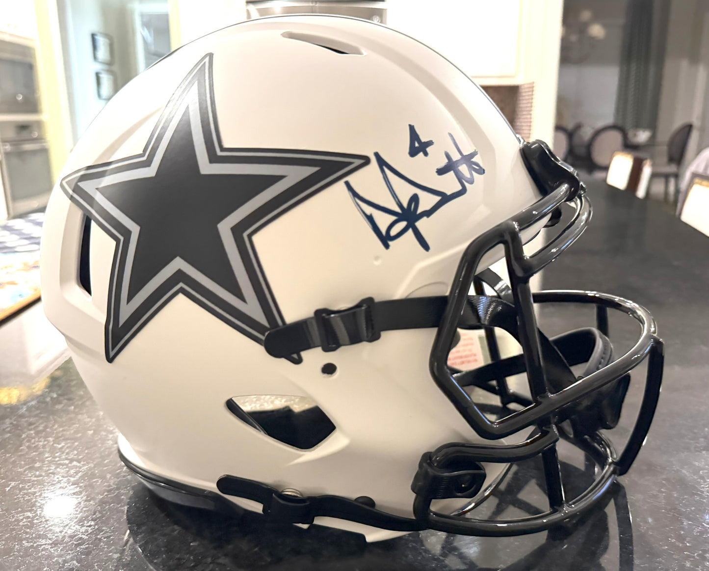 Dak Prescott Signed✍️ Dallas Cowboys Full-Size Authentic On-Field Lunar Eclipse Alternate Speed Helmet (Beckett)