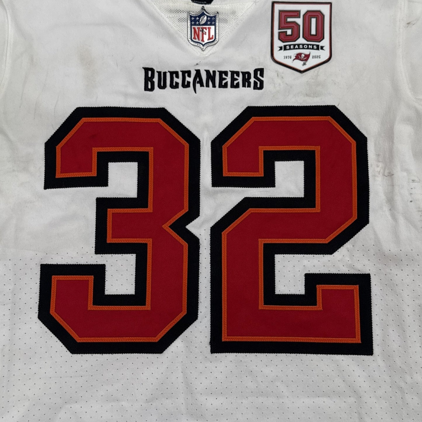 Josh Hayes GAME WORN 💪 10/12/25 Buccaneers Nike On-Field NFL Jersey 👕 vs. 49ers Inc. COA