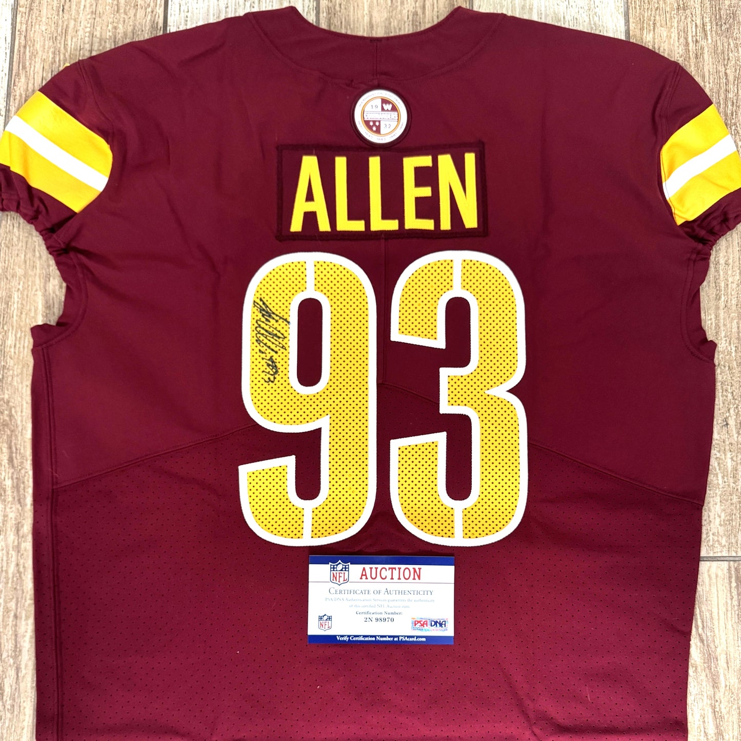 Jonathan Allen Hand-Signed Washington Commanders Authentic On-Field Nike NFL Jersey