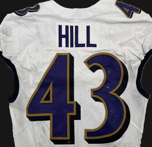 Justice Hill GAME-WORN💪09/07/25 Baltimore Ravens💜NFL Jersey vs.Bills includes COA