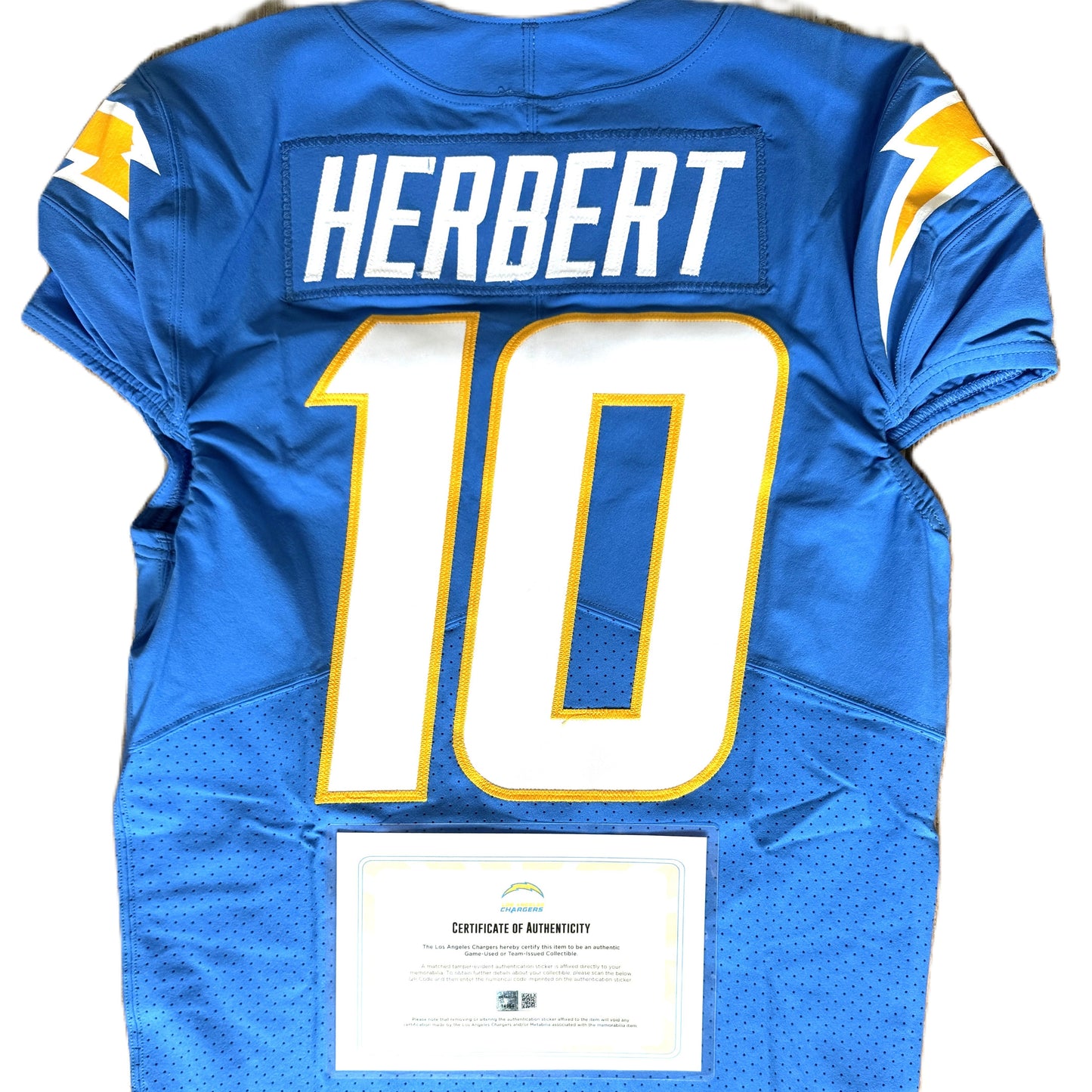 Justin Herbert TEAM-ISSUED💪Los Angeles Chargers⚡NFL Nike Jersey includes Captains Patch