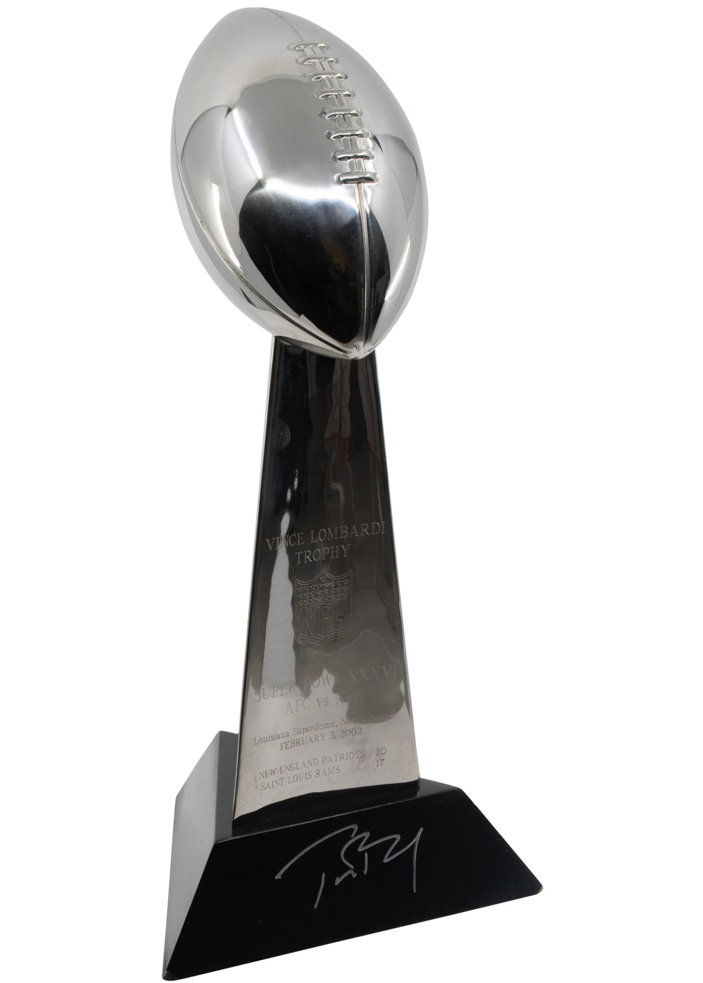 TOM BRADY 🐐 Hand Signed New England Patriots Super Bowl XXXVI Replica Vince Lombardi Trophy inc. COA 💥