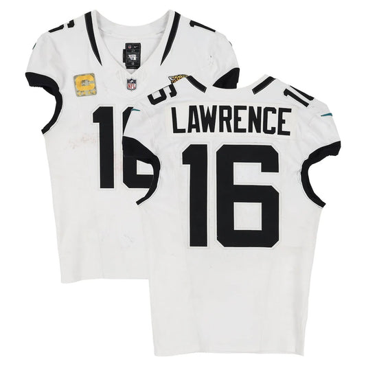 Trevor Lawrence GAME WORN 11/09/25 PHOTO MATCHED Jacksonville Jaguars Nike NFL Jersey vs Houston Texans Also includes Fanatics COA