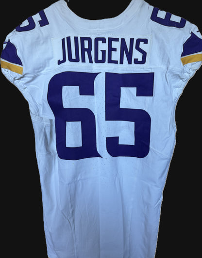 Michael Jurgens GAME WORN 💪 09/28/25 Minnesota Vikings 💜 vs Pittsburgh Steelers NFL Jersey Also includes PSA Authentication