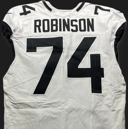 Cam Robinson GAME USED 💪 10/13/24 Jacksonville Jaguars 🐆 Nike NFL Jersey 👕 Inc. PSA COA 🛡️ vs. Chicago Bears (NFL London Game) 🌍