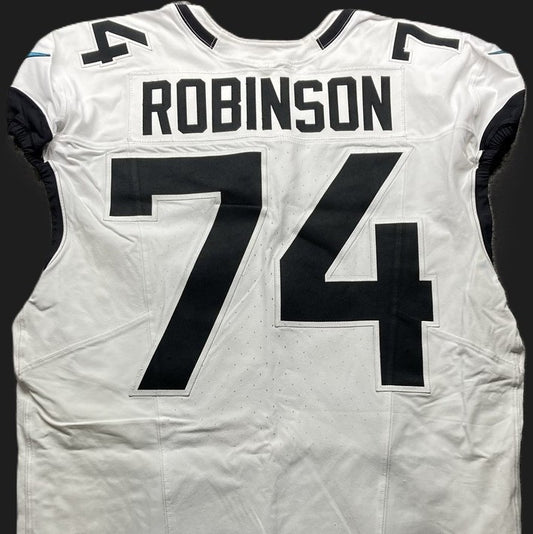 Cam Robinson GAME USED 💪 10/13/24 Jacksonville Jaguars 🐆 Nike NFL Jersey 👕 Inc. PSA COA 🛡️ vs. Chicago Bears (NFL London Game) 🌍