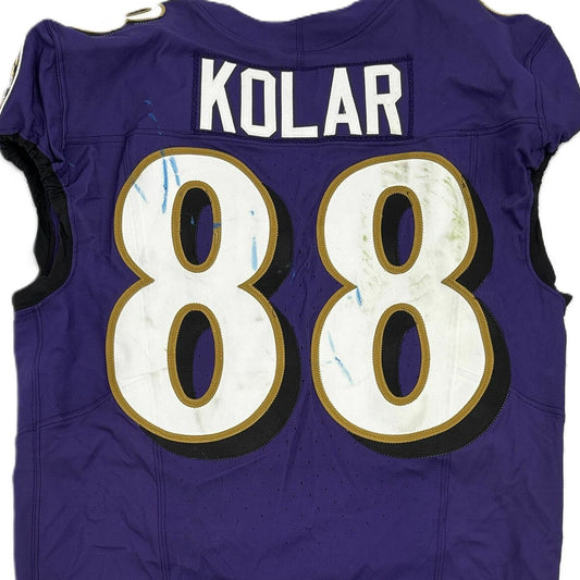 Charlie Kolar GAME-WORN💪10/12/25 On-Field Baltimore Ravens💜Jersey vs.Los Angeles Rams🐏