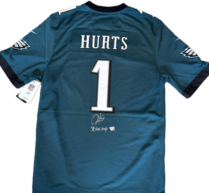 Jalen Hurts Signed✍️Philadelphia Eagles🦅Super Bowl LIX Champions Nike Jersey with "SB LIX MVP" Inscription