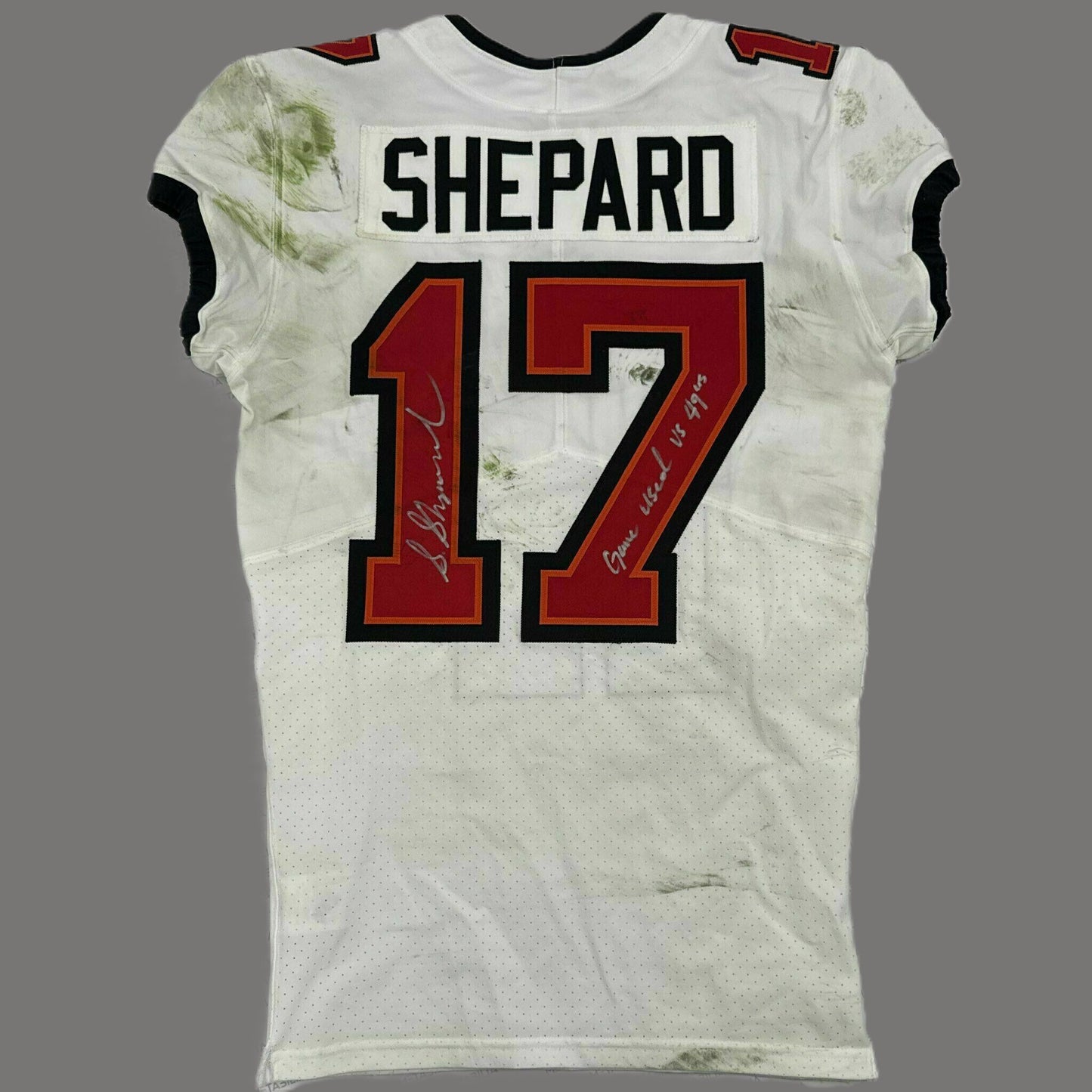 Sterling Shepard Signed and Inscribed GAME WORN 10/12/25 Tampa Bay Buccaneers Jersey vs. San Francisco 49ers Also includes COA 🛡️