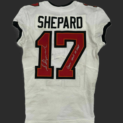 Sterling Shepard Signed + Inscribed GAME WORN 10/20/25 Tampa Bay Buccaneers Jersey vs Detroit Lions Also includes COA 🛡️