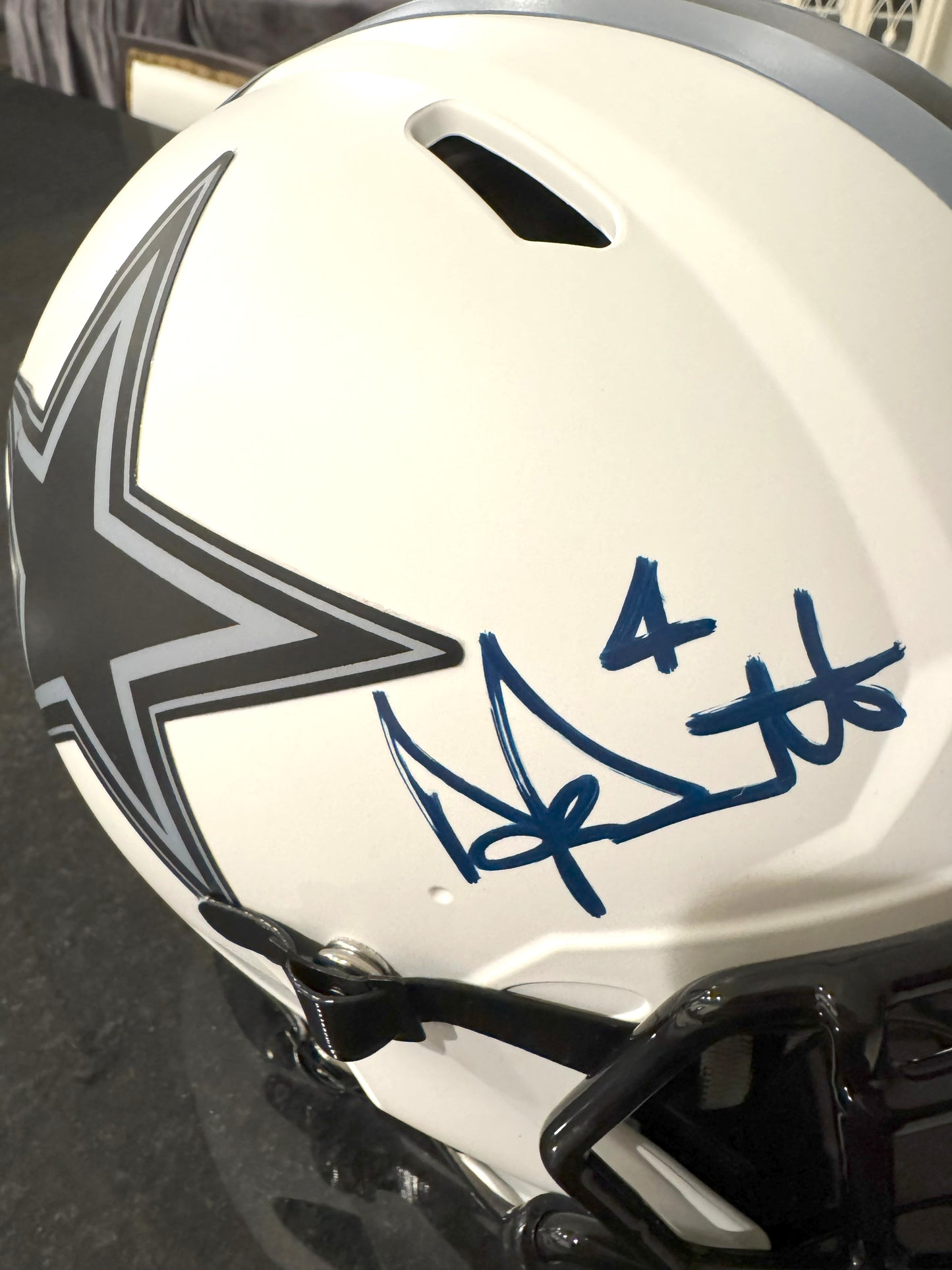 Dak Prescott Signed✍️ Dallas Cowboys Full-Size Authentic On-Field Lunar Eclipse Alternate Speed Helmet (Beckett)