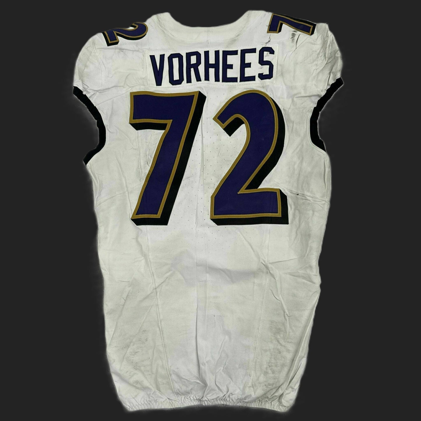 Andrew Vorhees GAME-WORN 💪 11/09/25 Baltimore Ravens 💜 NFL Jersey WIN vs Minnesota Vikings  Also Includes Certificate of Authenticity