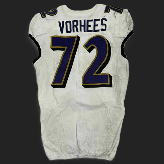 Andrew Vorhees GAME-WORN 💪 11/09/25 Baltimore Ravens 💜 NFL Jersey WIN vs Minnesota Vikings  Also Includes Certificate of Authenticity