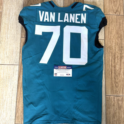 Cole Van Lanen GAME WORN 💪 10/19/25 Jacksonville Jaguars 🐆NFL Jersey 👕vs Los Angeles Rams Also Includes PSA Certificate of Authenticity 🛡️