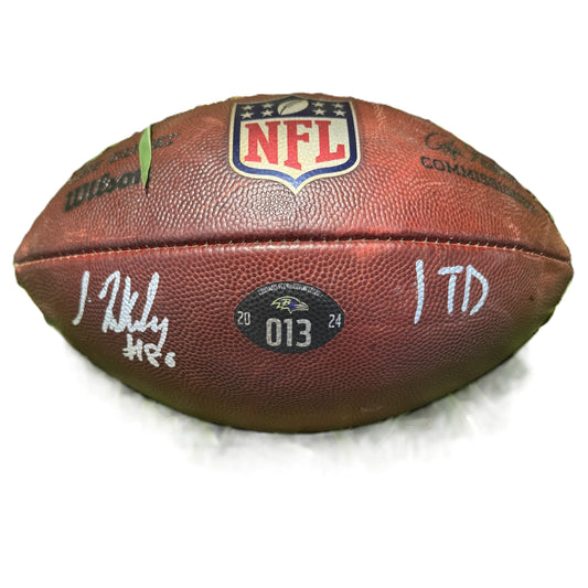 Isaiah Likely Signed🖊️GAME USED💪12/21/24 Baltimore Ravens💜NFL Ball Inscribed 1 TD🏈vs Steelers (Ravens Win)