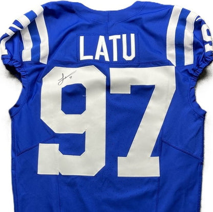 Laiatu Latu SIGNED GAME ISSUED 💪 Indianapolis Colts Nike NFL Jersey 👕 Also includes COA
