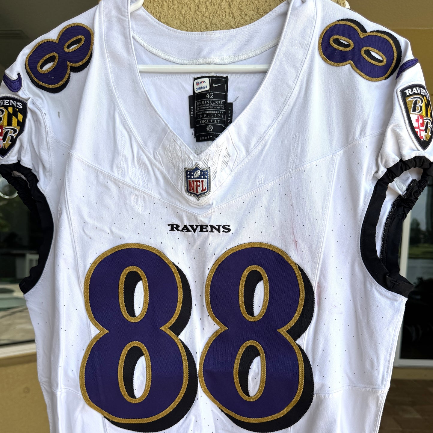 Charlie Kolar GAME WORN💪 (10/15/2023) On-Field Baltimore Ravens💜Jersey NFL🌍vs. Titans (London Series)