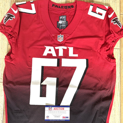 Drew Dalman GAME WORN💪10/10/21 Atlanta Falcons🦅NFL Jersey - Nike PSA COA💯vs.Jets (London)