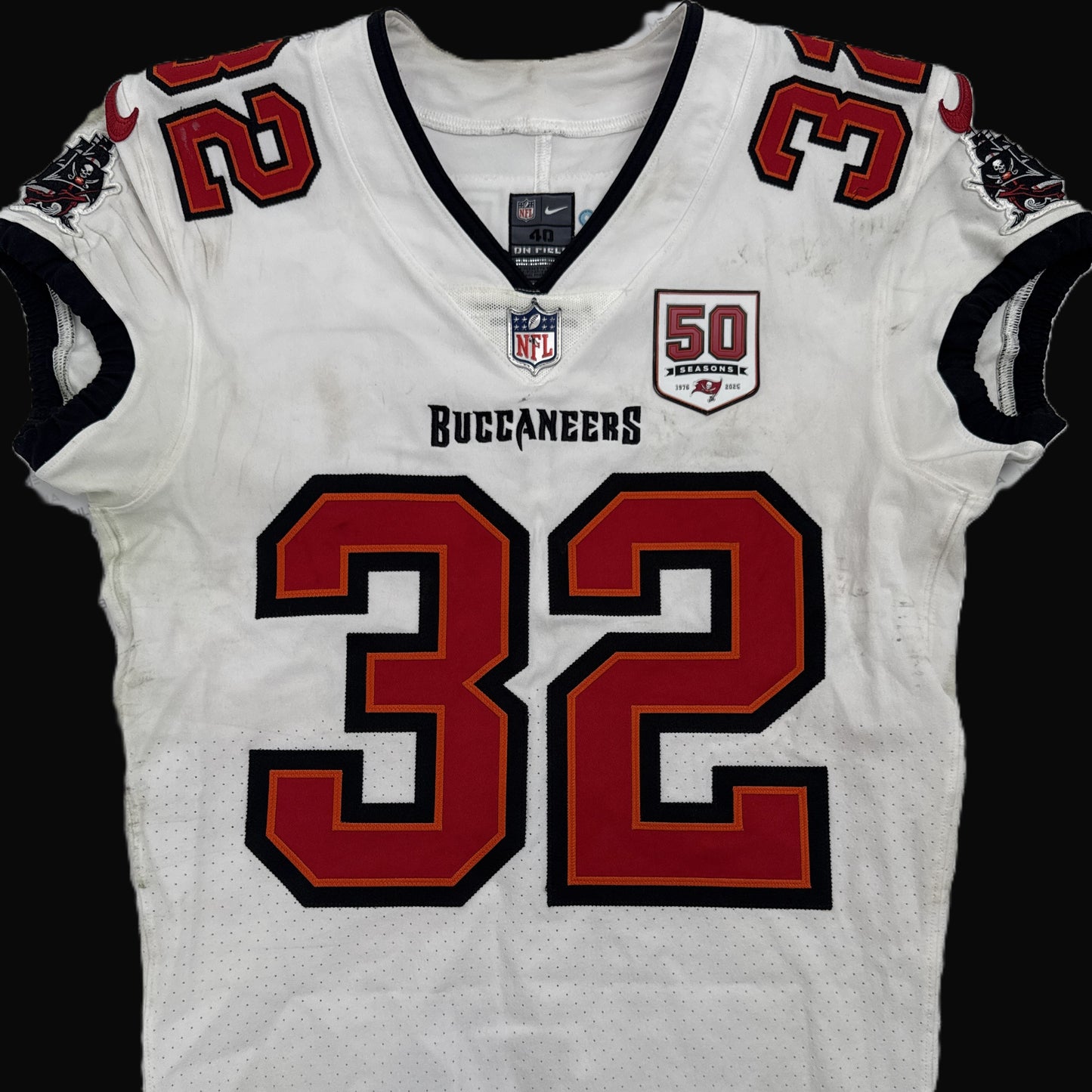 Josh Hayes GAME WORN 💪 10/12/25 Buccaneers Nike On-Field NFL Jersey 👕 vs. 49ers Inc. COA