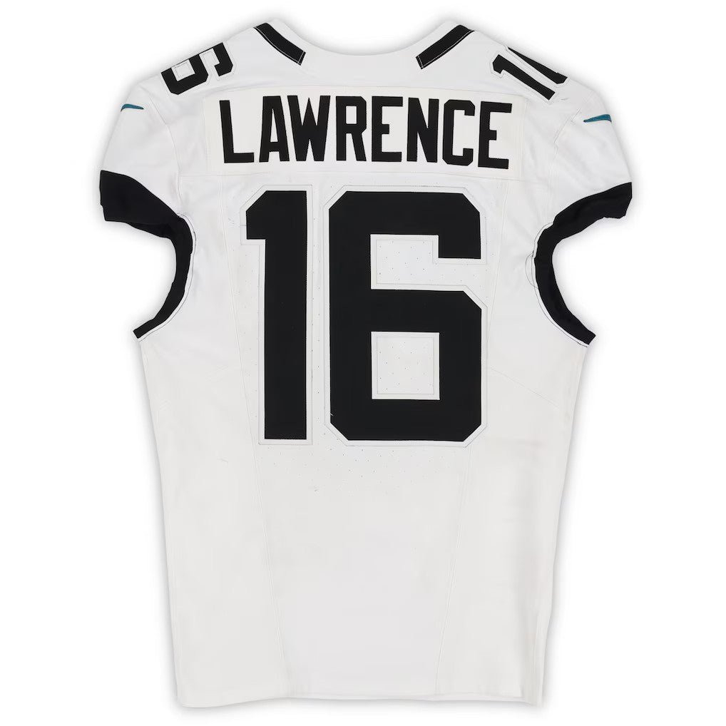 Trevor Lawrence GAME WORN 11/09/25 PHOTO MATCHED Jacksonville Jaguars Nike NFL Jersey vs Houston Texans Also includes Fanatics COA