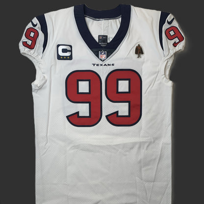 J.J. Watt 💯 GAME ISSUED 💪 Houston Texans On-Field Nike NFL Jersey 👕 Also includes COA 🛡️ & Walter Payton NFL Man of the Year Patch