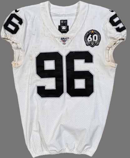 Clelin Ferrell GAME WORN💪12.01.19 Oakland Raiders⚫⚪Nike NFL Jersey 👕vs. Chiefs inc. COA 🛡️