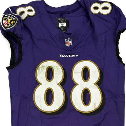 Charlie Kolar GAME-WORN💪10/12/25 On-Field Baltimore Ravens💜Jersey vs.Los Angeles Rams🐏